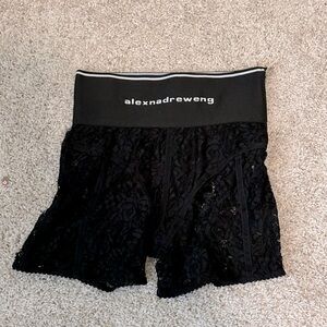 Alexander Wang Black Logo Elastic Bike Short In Lace